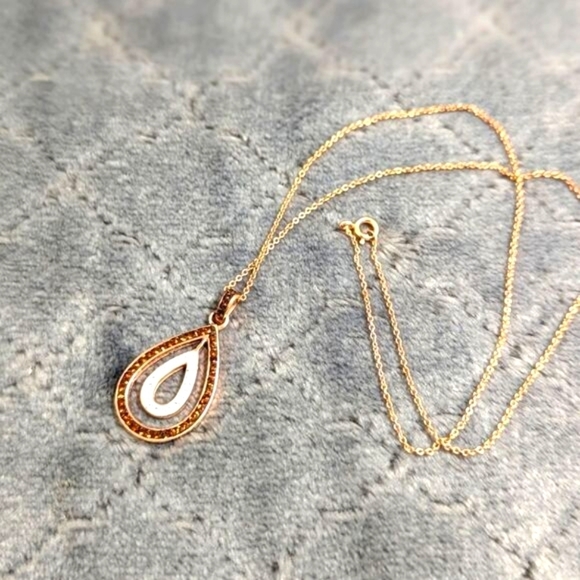 NWT Rose Gold Plated over Sterling Silver Swarovski Crystal Teardrop Necklace - Picture 1 of 15